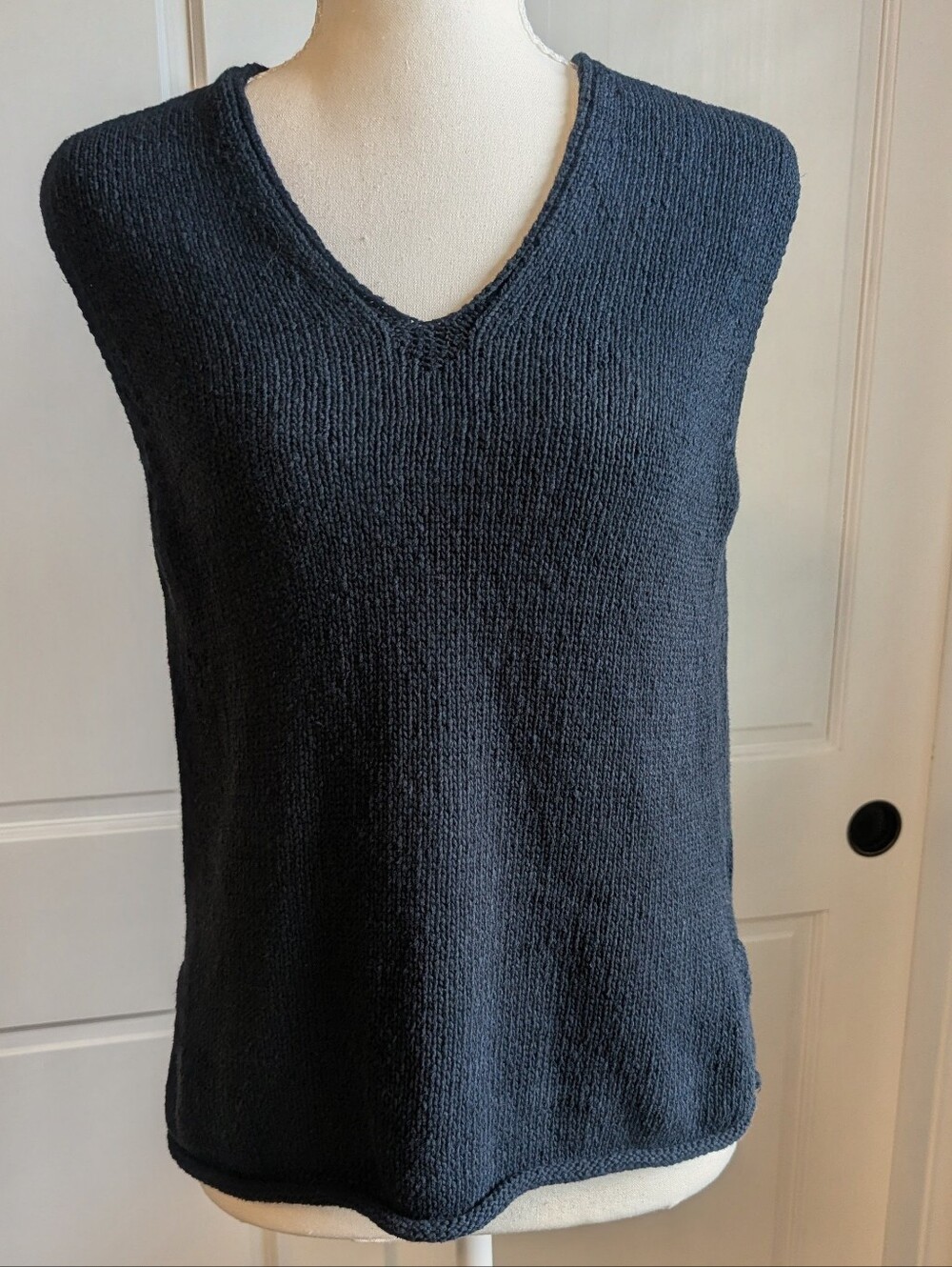 Washed Black V-Neck Knit Sweater Vest
